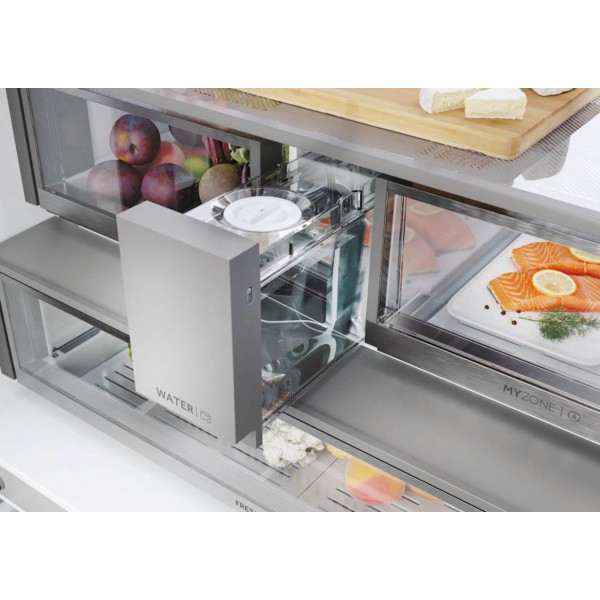 Hladilnik HAIER HFR79F19EFGK, 190 cm, E, 703 l, French Door, Srebrn steklo