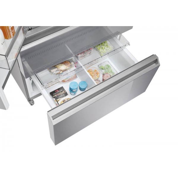 Hladilnik HAIER HFR79F19EFGK, 190 cm, E, 703 l, French Door, Srebrn steklo