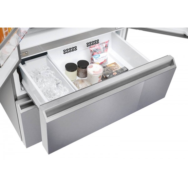 Hladilnik HAIER HFR79F19EFGK, 190 cm, E, 703 l, French Door, Srebrn steklo