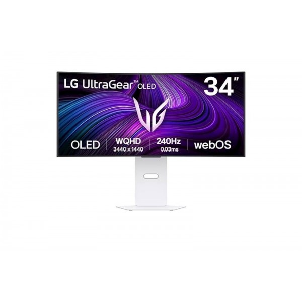 Monitor LG 34 OLED 34GX90SA-W UltraGear ukrivljen, 3440x1440, 2x HDMI, DP, USB-C, 240 Hz, bel