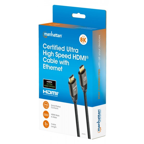HDMI kabel Ethernet High Speed 8K 3m MANHATTAN