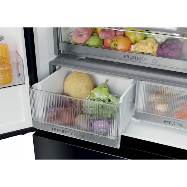 Hladilnik HAIER HFKR7819DNGB, 190 cm, E, 468 l, French Door, črna na steklu