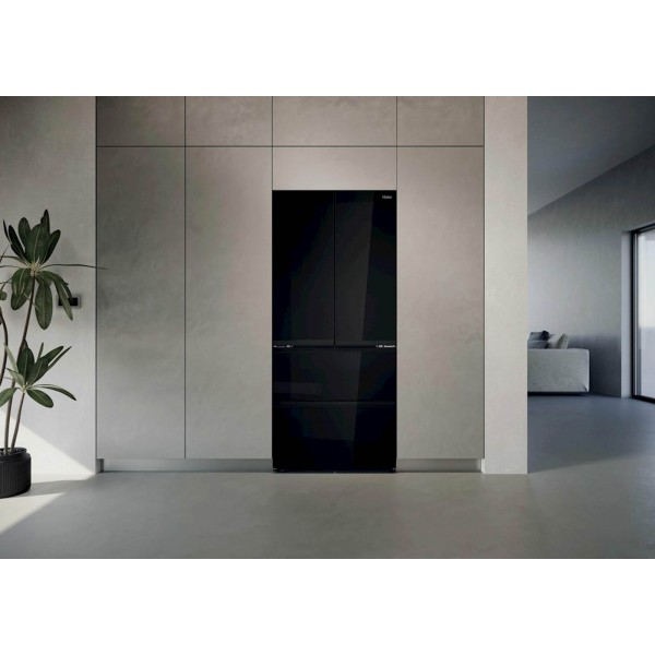 Hladilnik HAIER HFKR7819DNGB, 190 cm, E, 468 l, French Door, črna na steklu