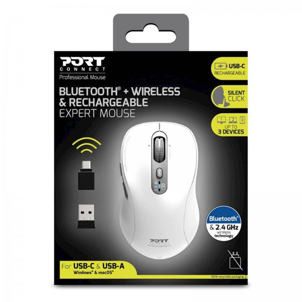 Miška Port Bluetooth expert Mouse bela