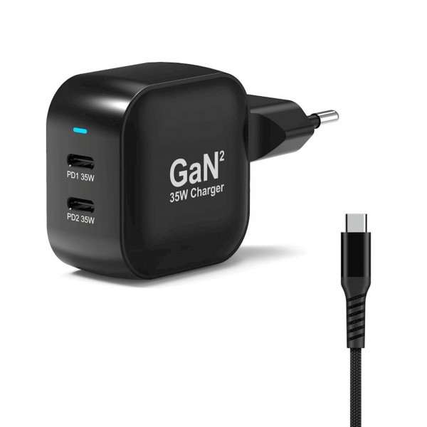 Napajalnik PORT Tip C PD 35W GaN + CtoC CABLE 2 M Napajalnik PORT Tip C PD 35W GaN + CtoC CABLE 2 M