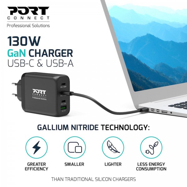 NAPAJALNIK PORT C PD 100W GAN + KABEL 2M 130 W NAPAJALNIK PORT C PD 100W GAN + KABEL 2M 130 W
