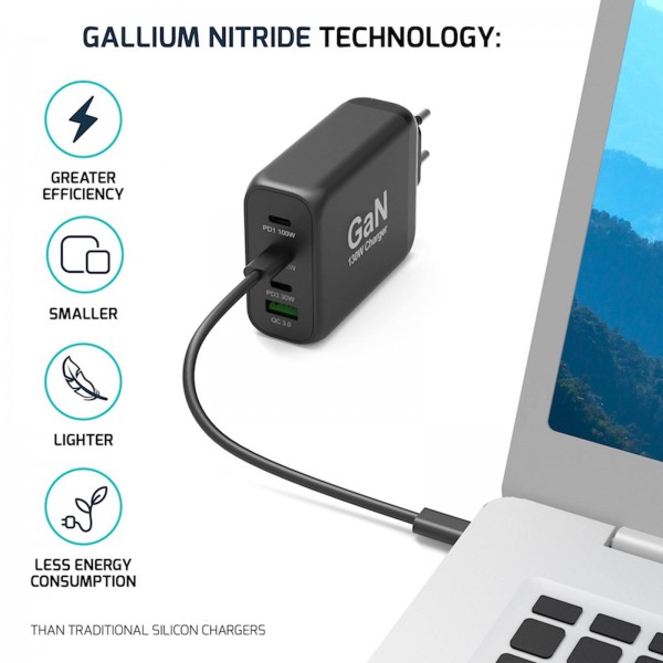 NAPAJALNIK PORT C PD 100W GAN + KABEL 2M 130 W NAPAJALNIK PORT C PD 100W GAN + KABEL 2M 130 W