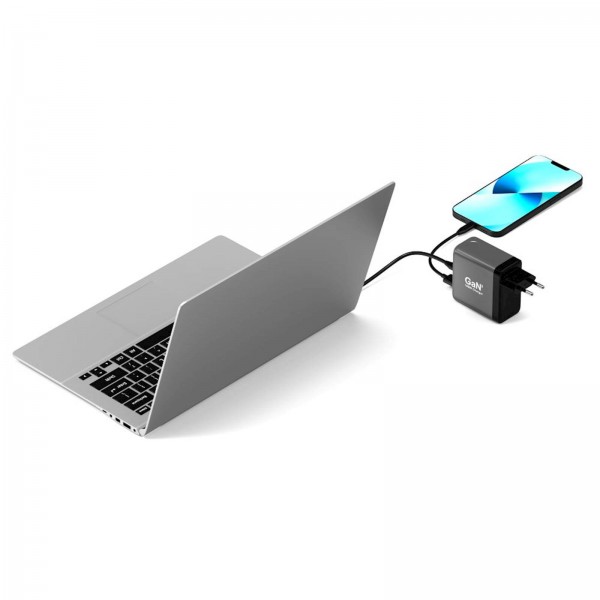 Polnilnik GAN PORT usb-C in Usb-A 140 W2, OLED z