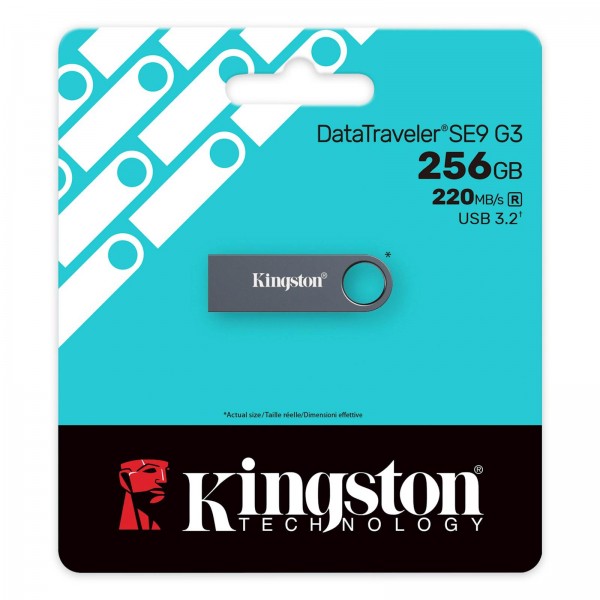 USB disk Kingston 256GB DT SE9 G3, 3.2, 220/100MB/s, kovinski, nikelj barva