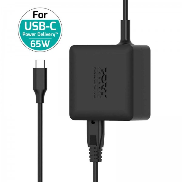 Napajalnik Port GaN 65W, Tip C, AC kabel EU