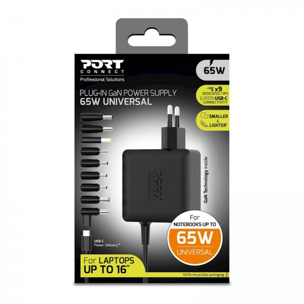 Napajalnik PORT GaN 65W plug in univerzalni EU Napajalnik PORT GaN 65W plug in univerzalni EU