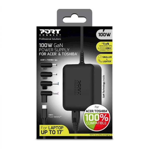 Napajalnik PORT GaN 100W / Acer, Toshiba EU Napajalnik PORT GaN 100W / Acer, Toshiba EU