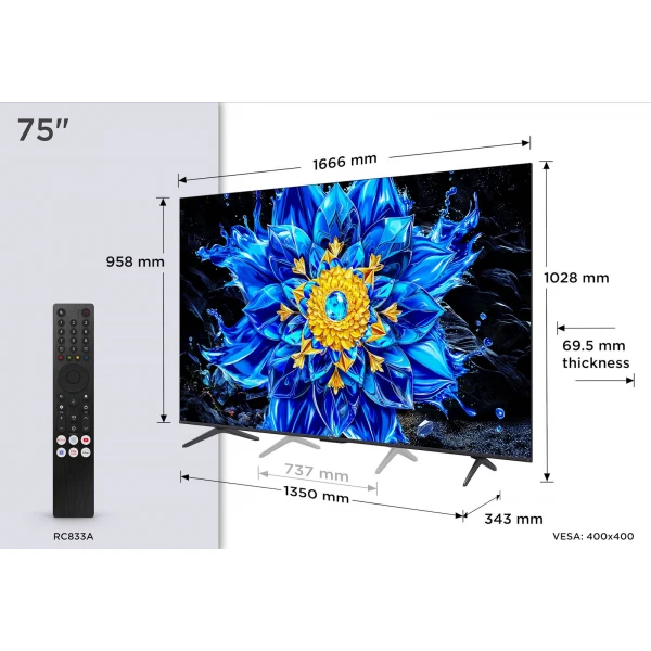 TCL 75 Premium QD-Mini LED TV 75P8L