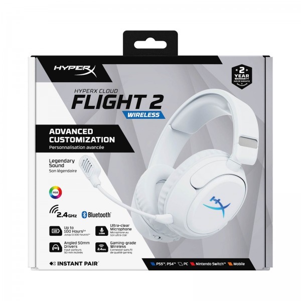 Slušalke HP HyperX Cloud Flight 2 brezžične, bele Slušalke HP HyperX Cloud Flight 2 brezžične, bele