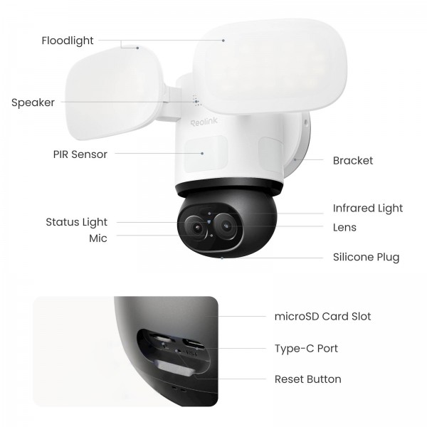 Reolink Ip Kamera TrackFlex Floodlight F850W, 8MP, 4K, 3000 lumnov reflektor, 30M IR, 6x zoom, Ai Reolink Ip Kamera TrackFlex Floodlight F850W, 8MP, 4K, 3000 lumnov reflektor, 30M IR, 6x zoom, Ai
