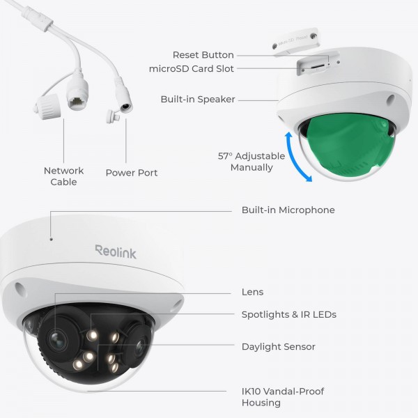 Reolink IP Kamera Duo serija P737 POE, 8MP, 4K, IK10 odporna, 180° pogledom, Nočni vid Reolink IP Kamera Duo serija P737 POE, 8MP, 4K, IK10 odporna, 180° pogledom, Nočni vid