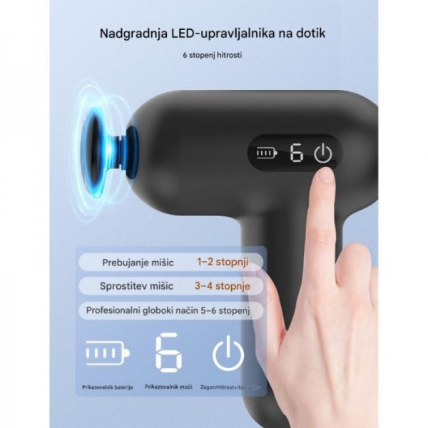 TAOTRONICS Masažna mini pištola črna