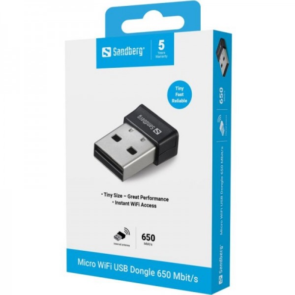 Sandberg Micro Wifi Dongle 650 Mbit/s brezžična USB mrežna kartica Sandberg Micro Wifi Dongle 650 Mbit/s brezžična USB mrežna kartica