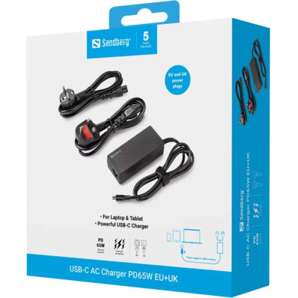 Sandberg USB-C AC polilec PD65W EU+UK