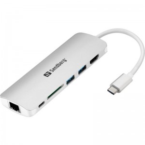 Sandberg USB-C Dock HDMI+LAN+SD+USB 100W priklopna postaja