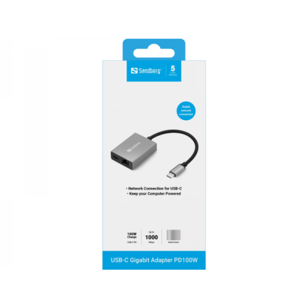 Sandberg USB-C Gigabit Network Adapter mrežni vmesnik Sandberg USB-C Gigabit Network Adapter mrežni vmesnik
