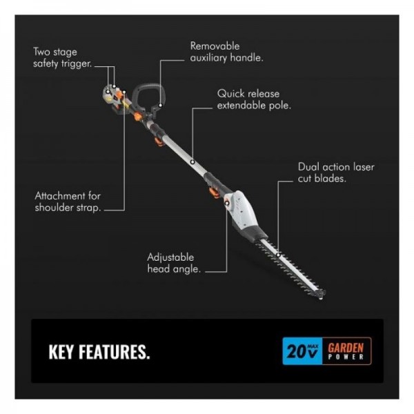 VonHaus akumulatorske teleskopske škarje za grmičevje G-Series