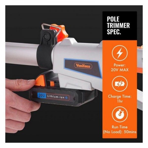 VonHaus akumulatorske teleskopske škarje za grmičevje G-Series