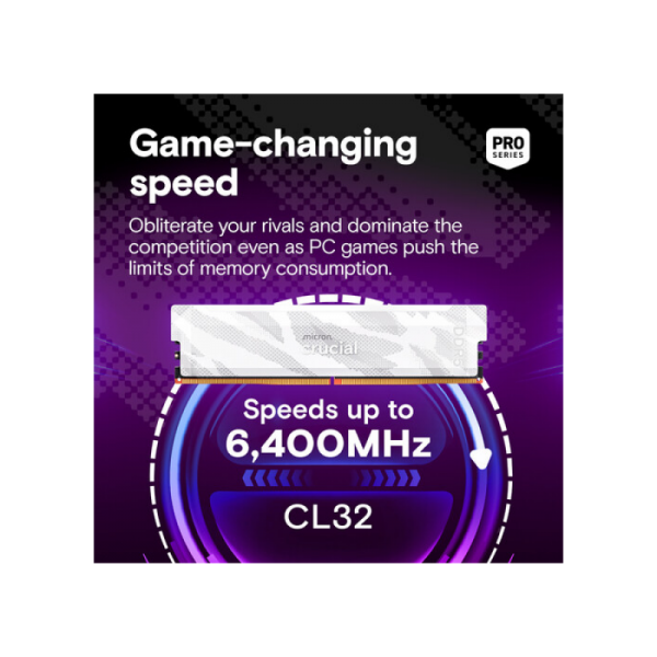 Crucial Pro 16GB DDR5-6400 UDIMM CL32, 1.35V, Bel
