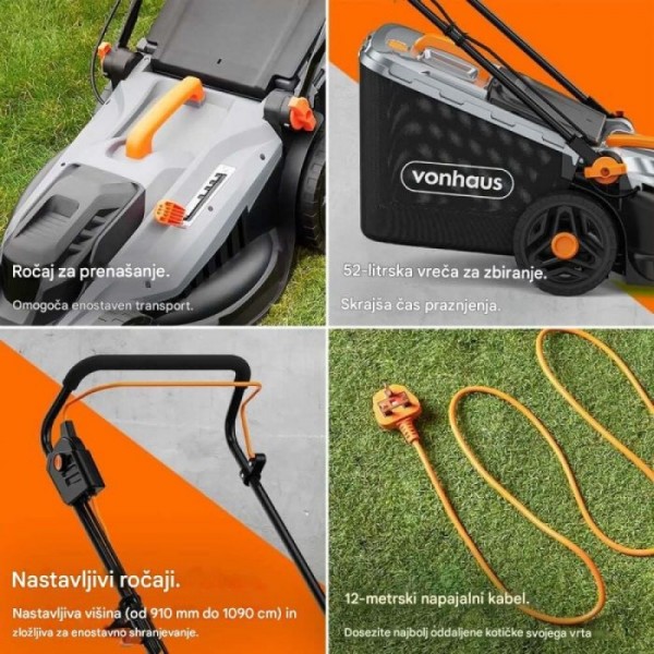 VonHaus električna vrtna kosilnica za travo 1800W VonHaus električna vrtna kosilnica za travo 1800W