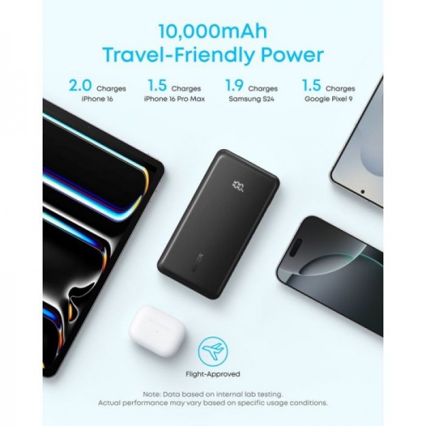 Anker Zolo Powerbank 10000 mAh, 22,5W z vgrajenim USB-C kablom, črn Anker Zolo Powerbank 10000 mAh, 22,5W z vgrajenim USB-C kablom, črn