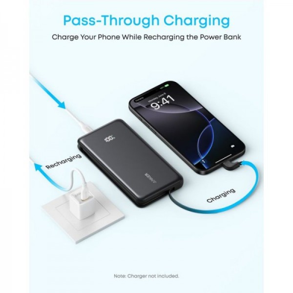 Anker Zolo Powerbank 10000 mAh, 22,5W z vgrajenim USB-C kablom, črn Anker Zolo Powerbank 10000 mAh, 22,5W z vgrajenim USB-C kablom, črn
