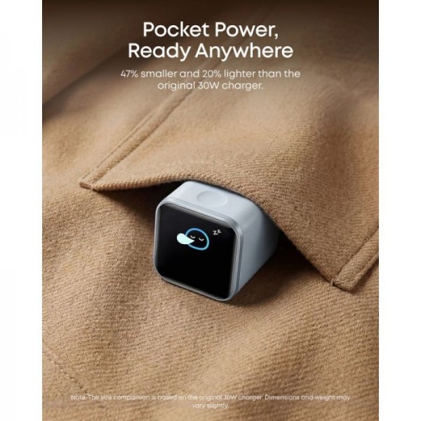 Anker Nano polnilec 45W, Smart Display, moder Anker Nano polnilec 45W, Smart Display, moder