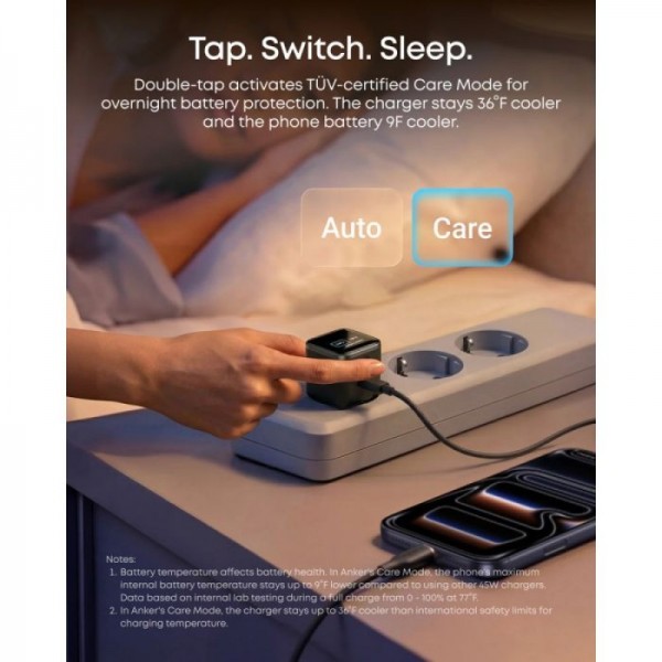 Anker Nano polnilec 45W, Smart Display, moder Anker Nano polnilec 45W, Smart Display, moder