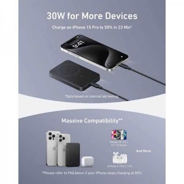 Anker MagGo 10K Slim brezžični powerbank, črn Anker MagGo 10K Slim brezžični powerbank, črn