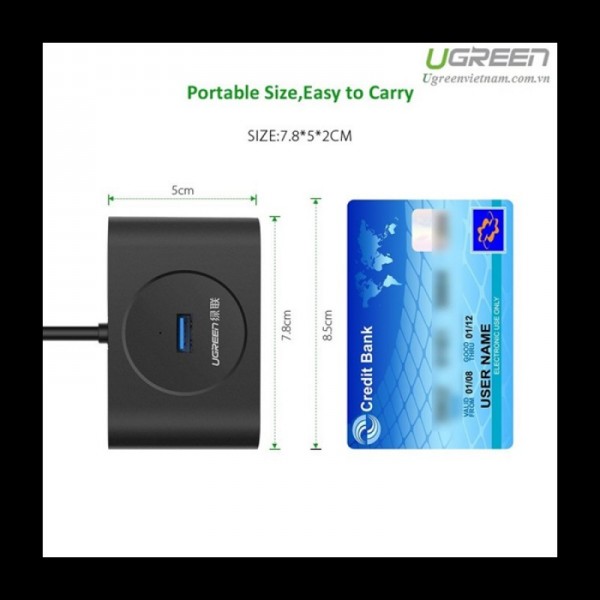Ugreen USB 3.0 4 Ports Hub črn 1m - box