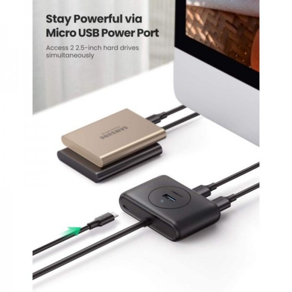 Ugreen USB 3.0 4 Ports Hub črn 1m - box