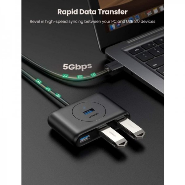 Ugreen USB 3.0 4 Ports Hub črn 1m - box