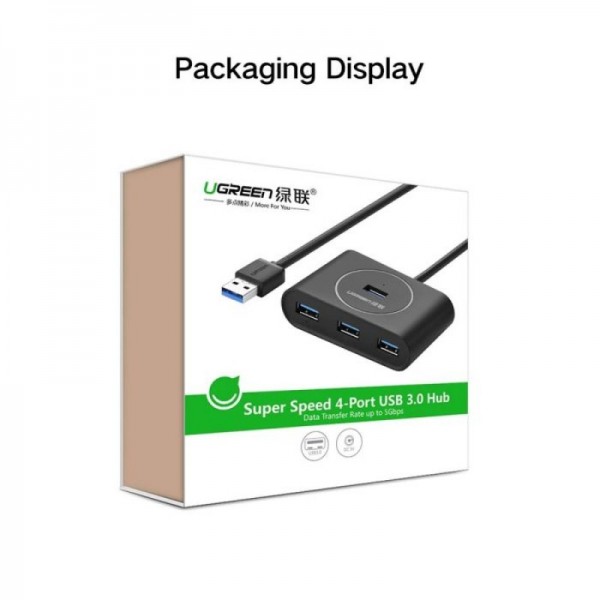 Ugreen USB 3.0 4 Ports Hub črn 1m - box
