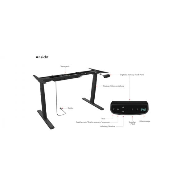 IcyBox IB-EW205B-T podnožje za ergonomsko električno dvižno mizo