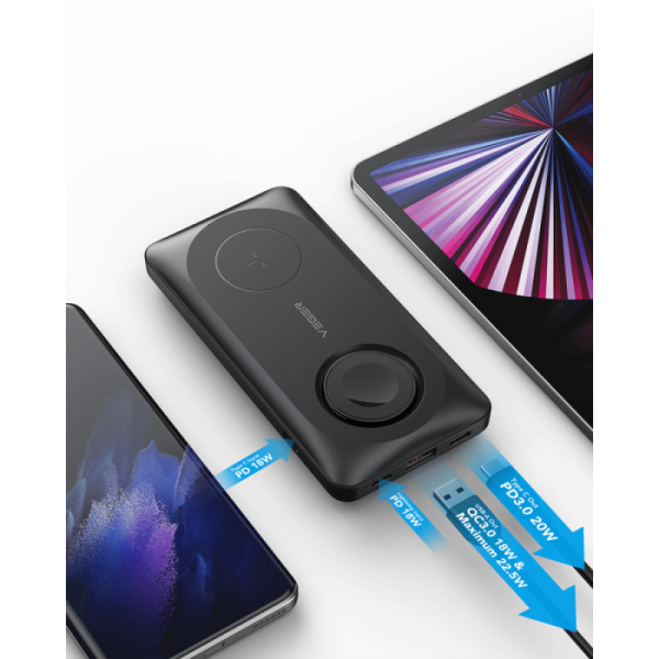 VEGER 3v1 prenosna baterija MagMulti 10000 mAh, črna