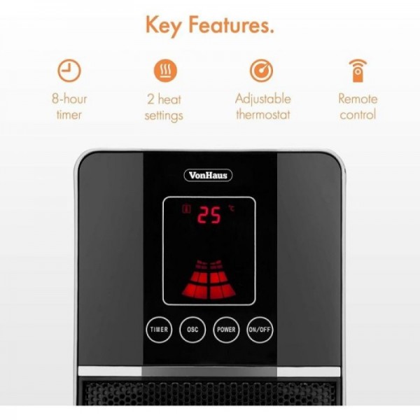 VonHaus 2000 W premium oscilacijski keramični PTC grelec črn 2514041