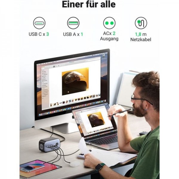 Ugreen DigiNest Pro 100W USB-C GaN polnilnik Ugreen DigiNest Pro 100W USB-C GaN polnilnik