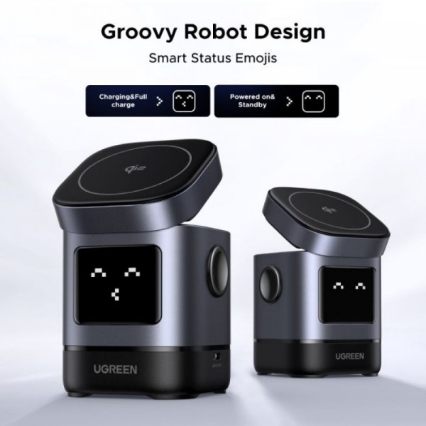 Ugreen Uno 2-in-1 magnetni brezžični polnilnik 15W