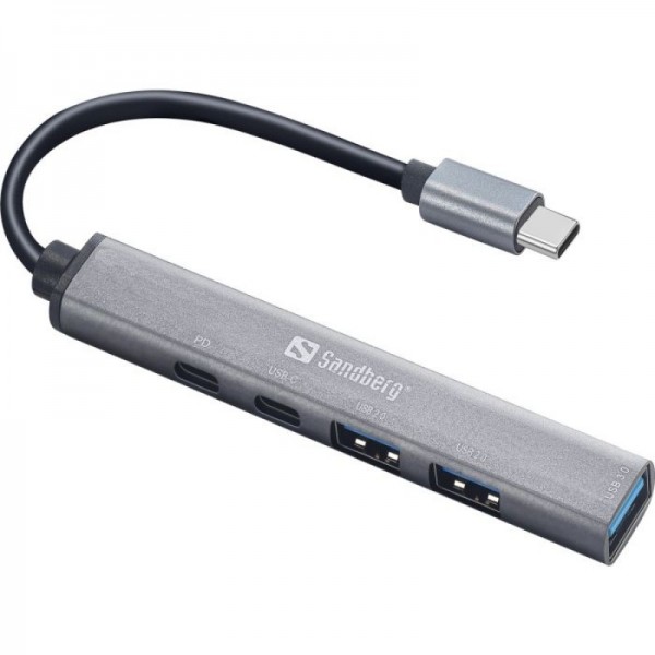 Sandberg USB-C v 3xUSB-A + 2xUSB-C SAVER varčno vozlišče