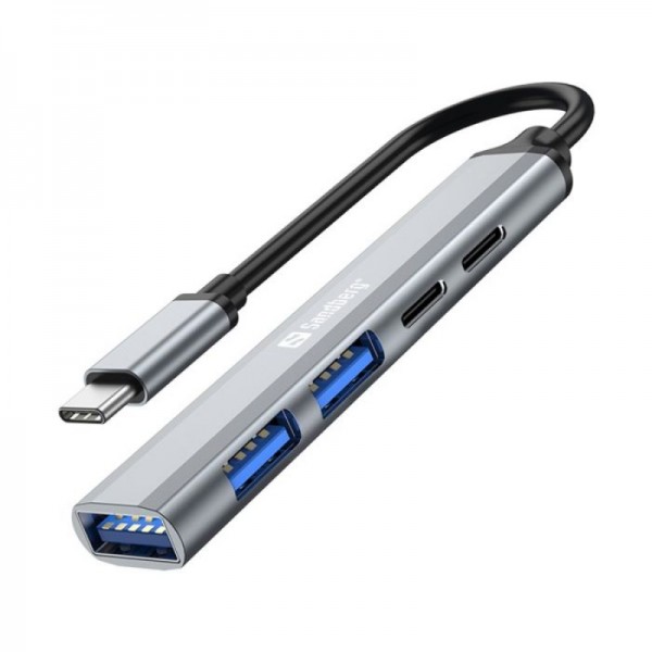 Sandberg USB-C v 3xUSB-A + 2xUSB-C SAVER varčno vozlišče