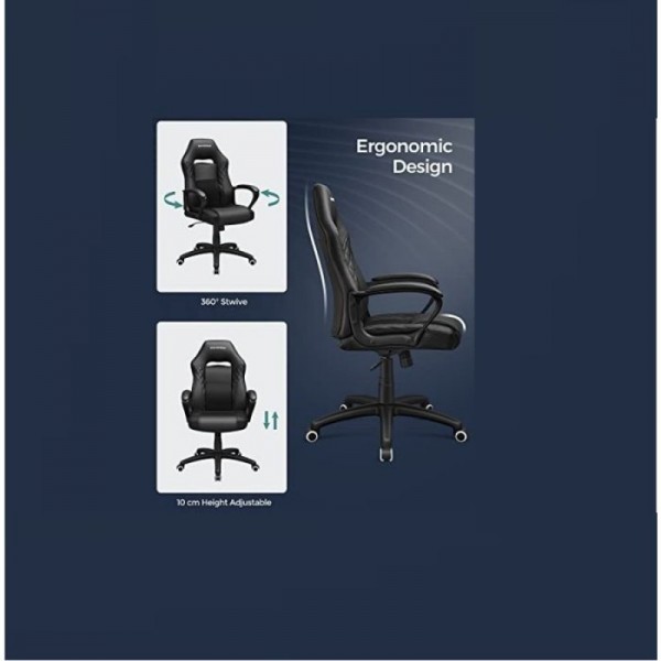 SONGMICS Gaming stol črn OBG38BKV1