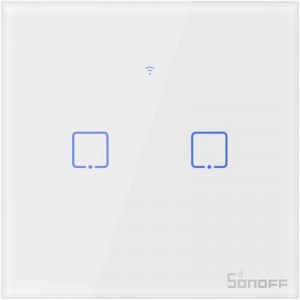 SONOFF pametno stensko stikalo Wi-Fi + RF433 dvojno T1EU2C-TX