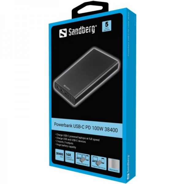 Sandberg Powerbank USB-C PD 127W 40000 mAh prenosna baterija Sandberg Powerbank USB-C PD 127W 40000 mAh prenosna baterija