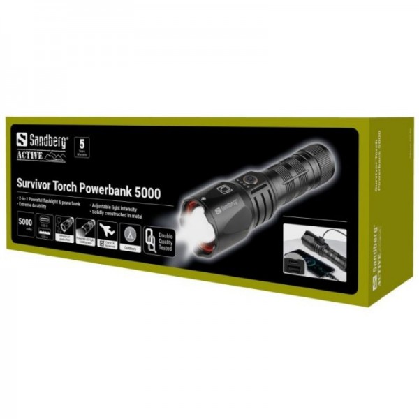 Sandberg Survivor Torch Powerbank 5000 svetilka s prenosno baterijo Sandberg Survivor Torch Powerbank 5000 svetilka s prenosno baterijo