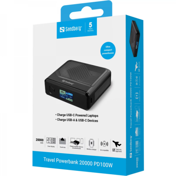Sandberg Powerbank 20000 mAh PD100W prenosna baterija Sandberg Powerbank 20000 mAh PD100W prenosna baterija
